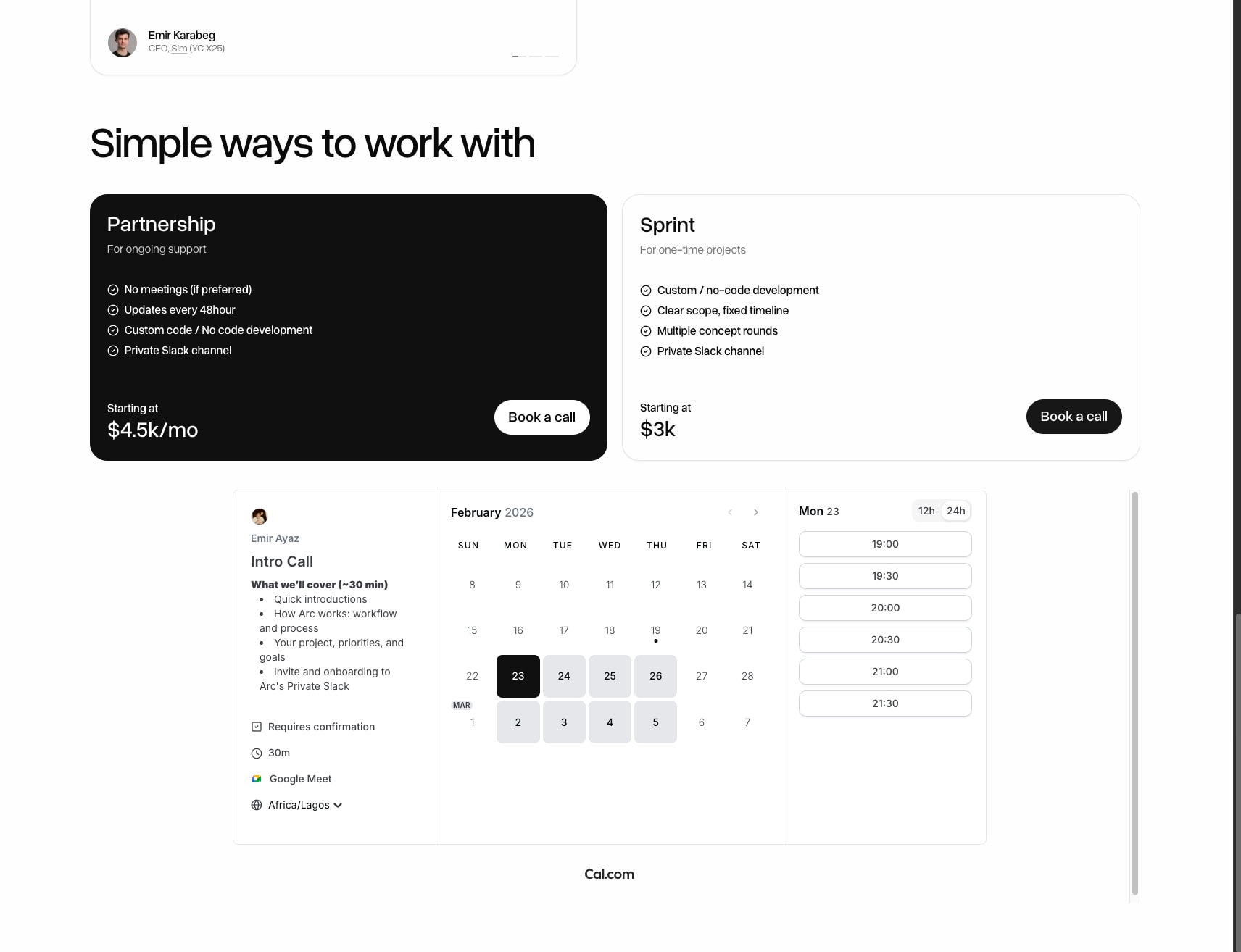 Arc • Creative Studio captured website design