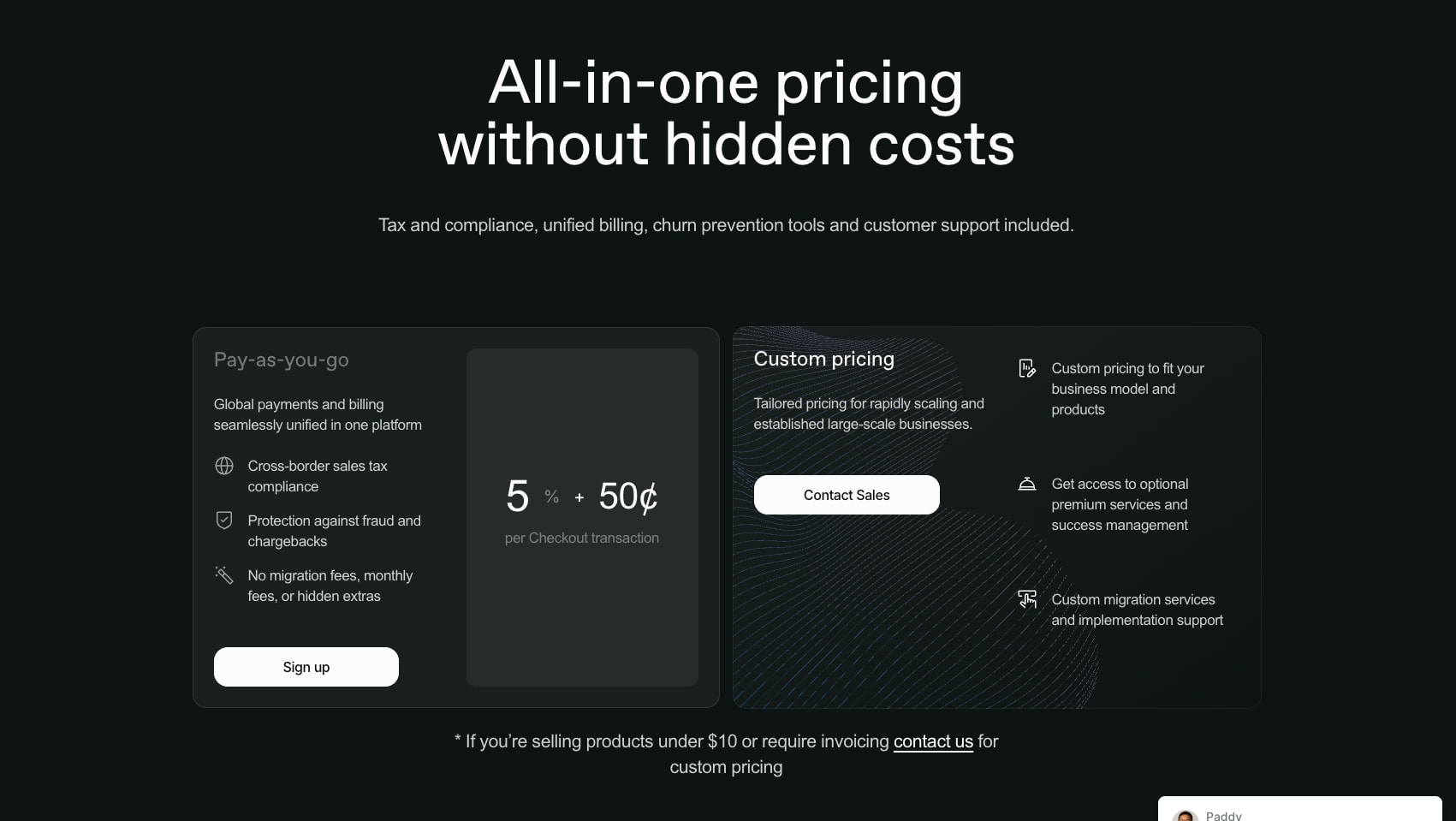 Pricing | Paddle captured website design