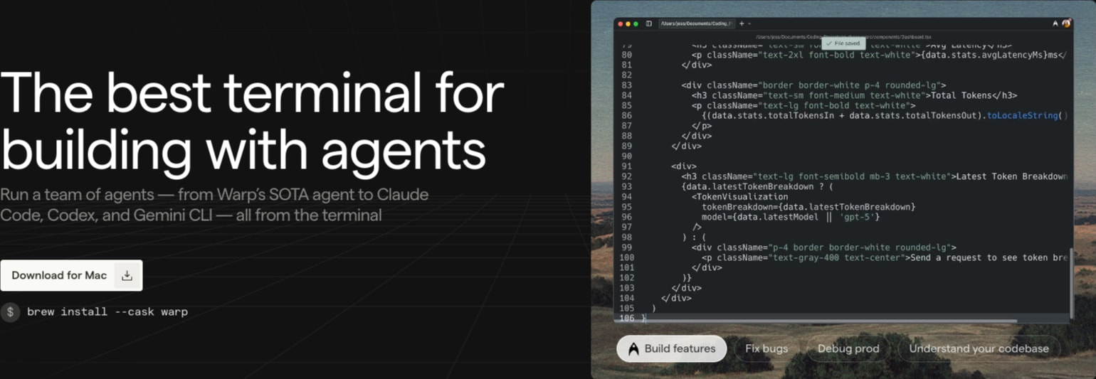 Warp: The Agentic Development Environment captured website design