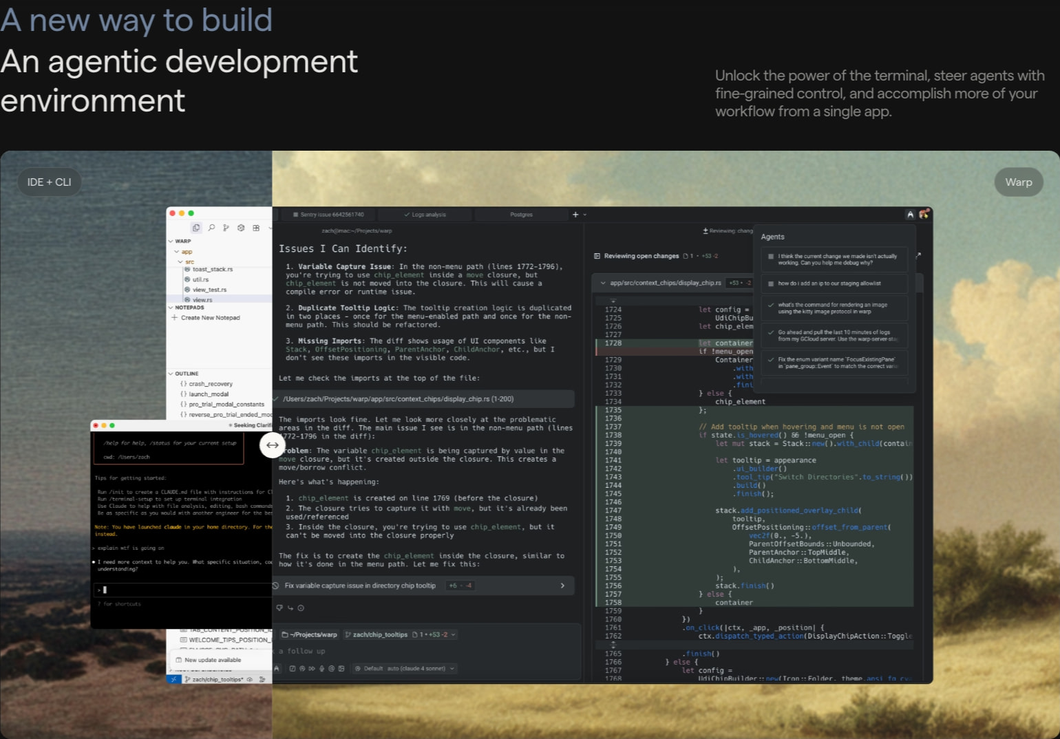 Warp: The Agentic Development Environment captured website design