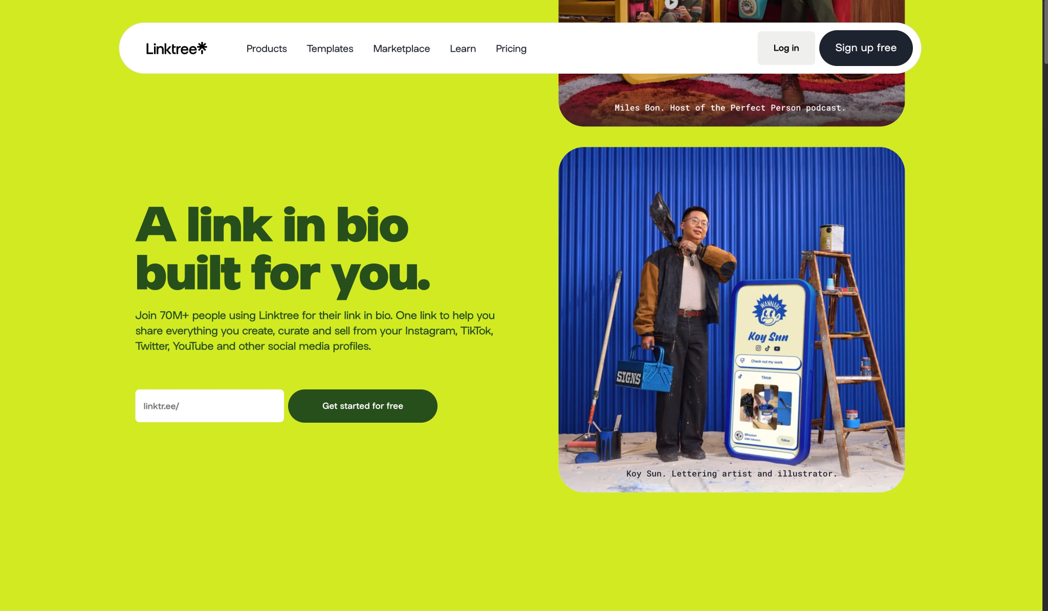 Link in bio tool: Everything you are, in one simple link | Linktree captured website design