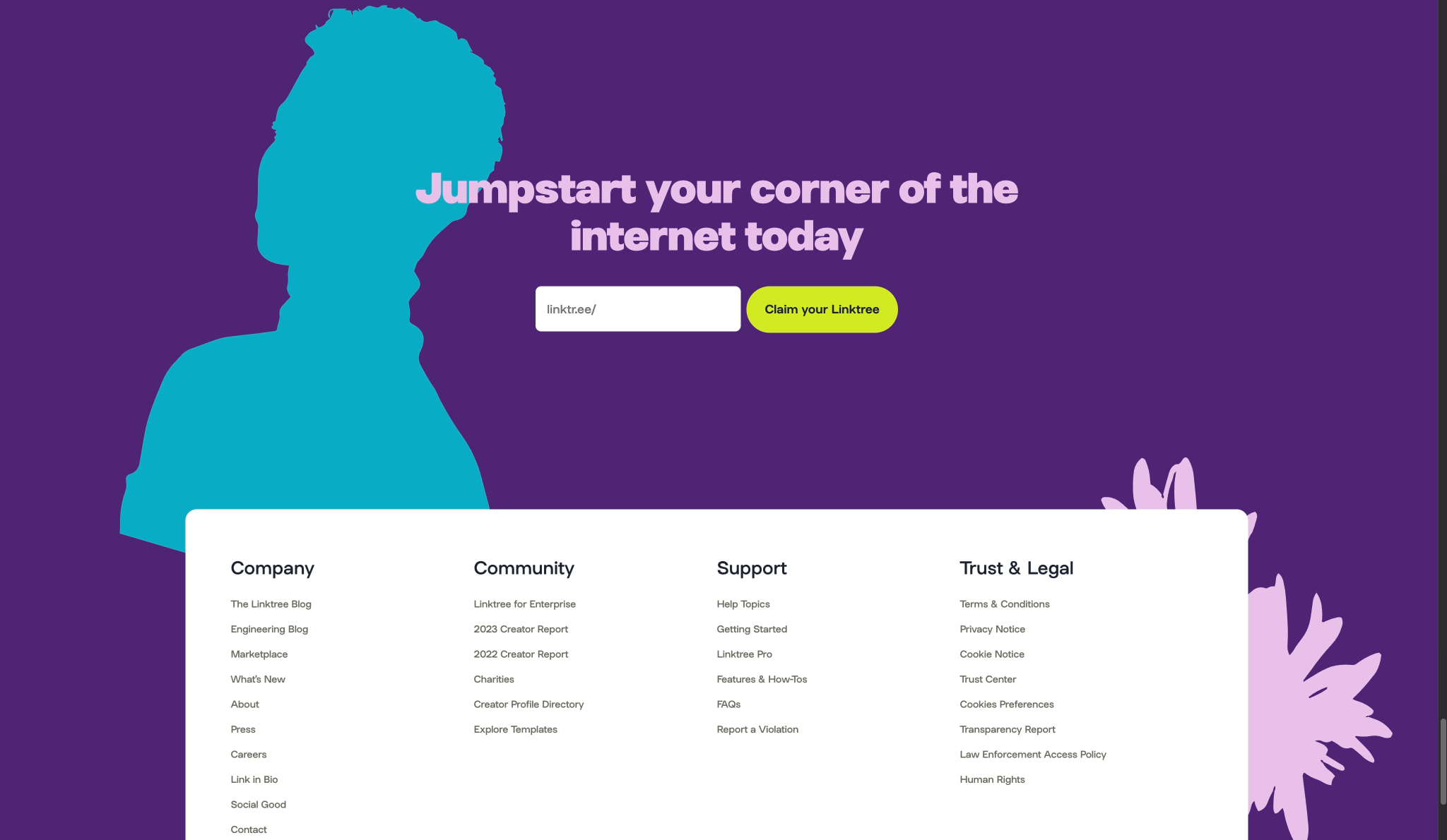 Link in bio tool: Everything you are, in one simple link | Linktree captured website design