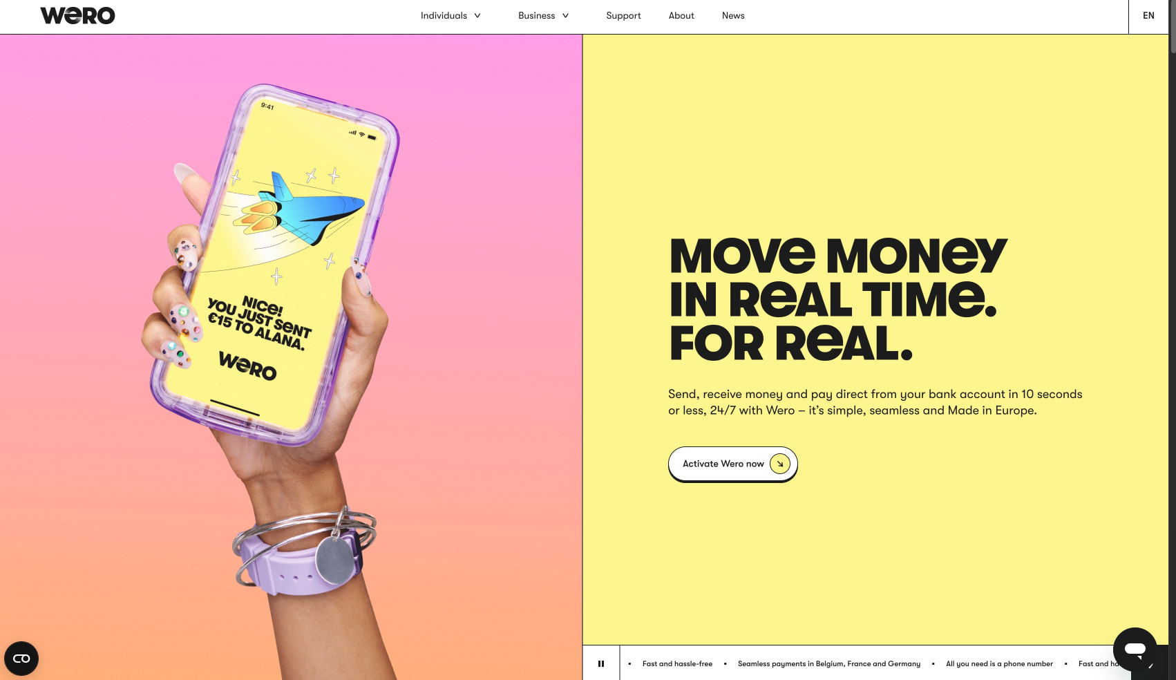Wero - Digital payment wallet captured website design
