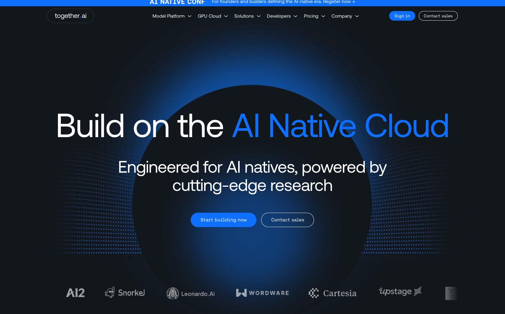 Together AI | The AI Native Cloud captured website design