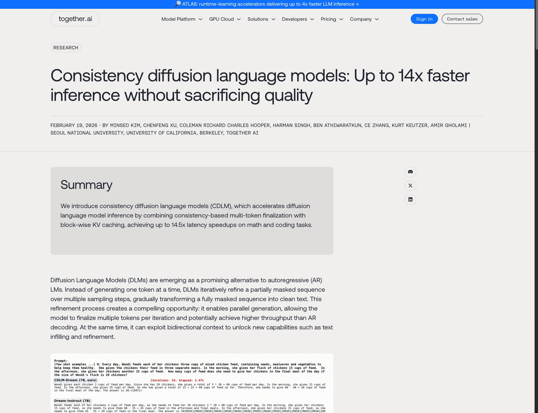 Consistency diffusion language models: Up to 14x faster inference without sacrificing quality captured website design