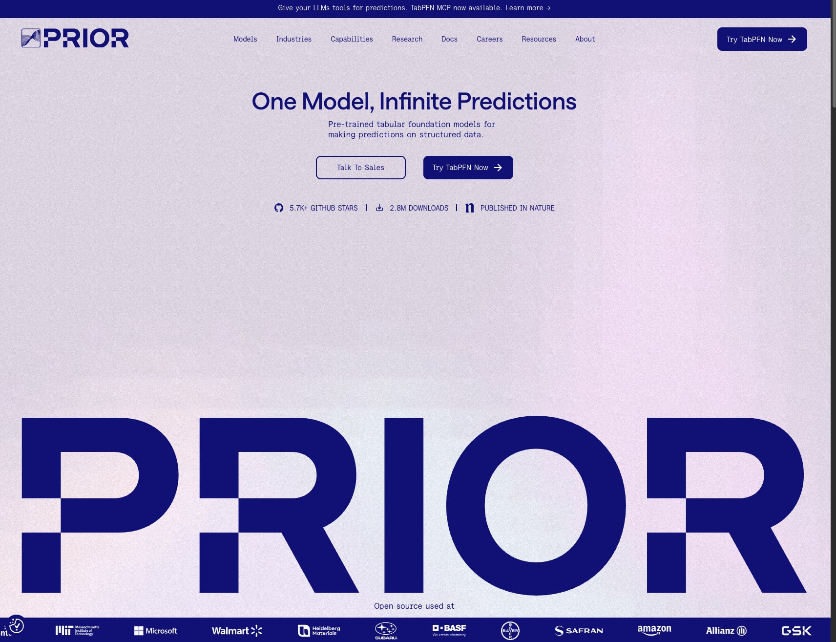 Prior Labs captured website design