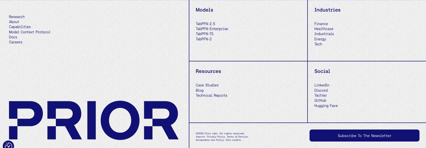 Prior Labs captured website design