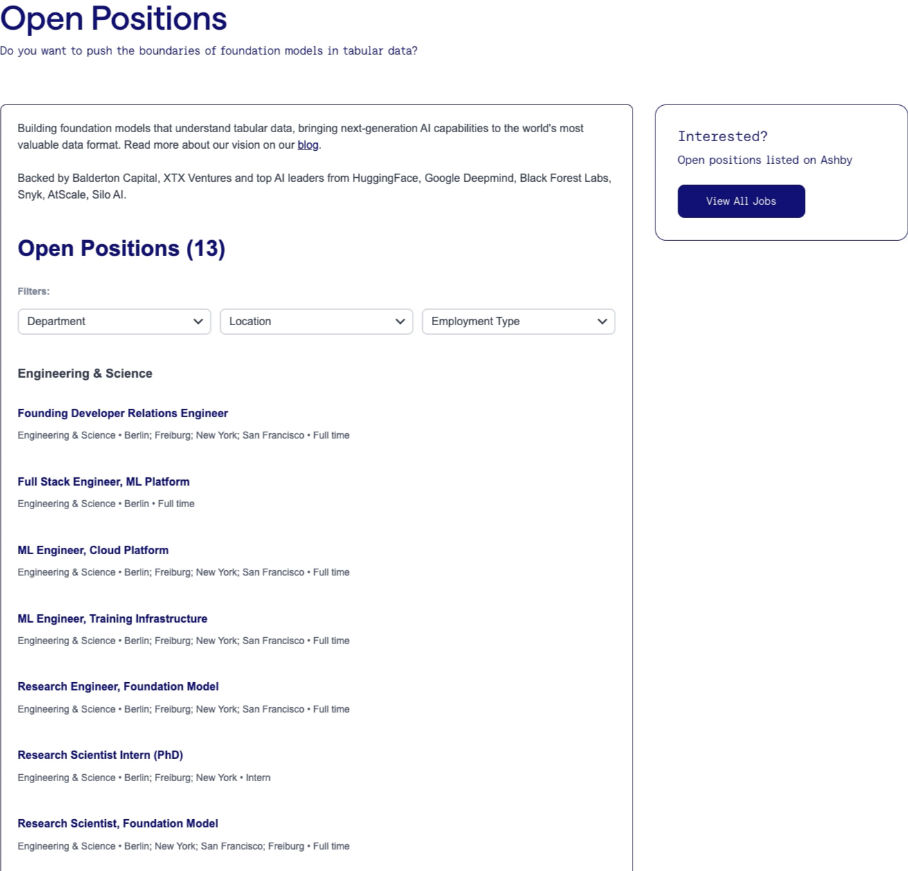 Careers | Prior Labs captured website design