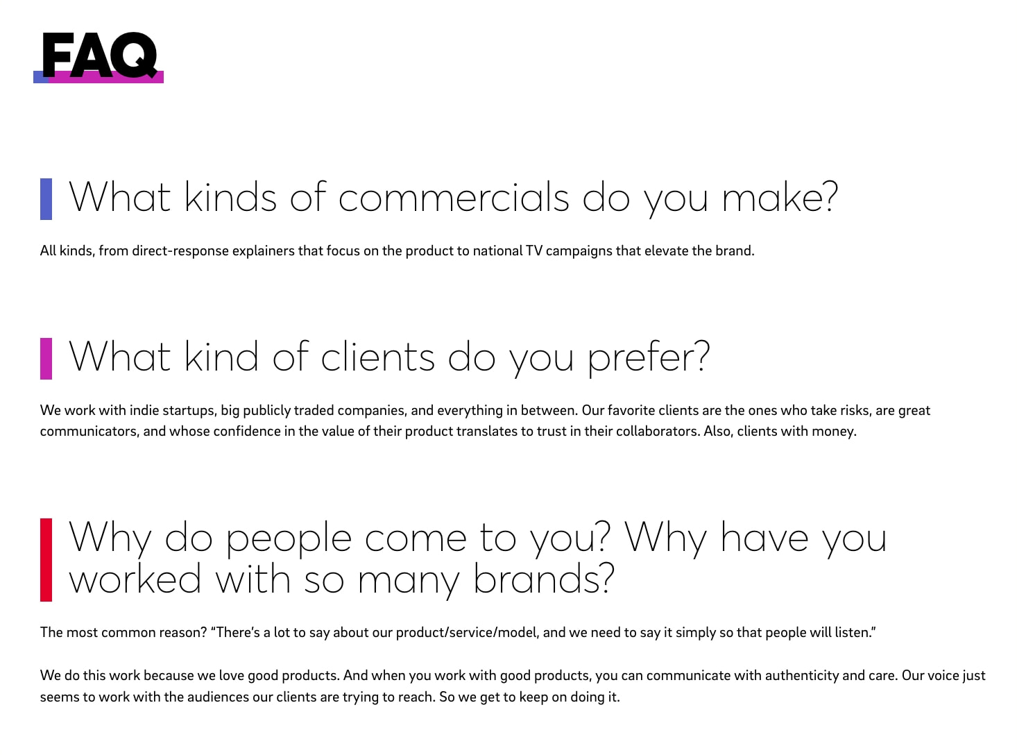 FAQ - Sandwich captured website design