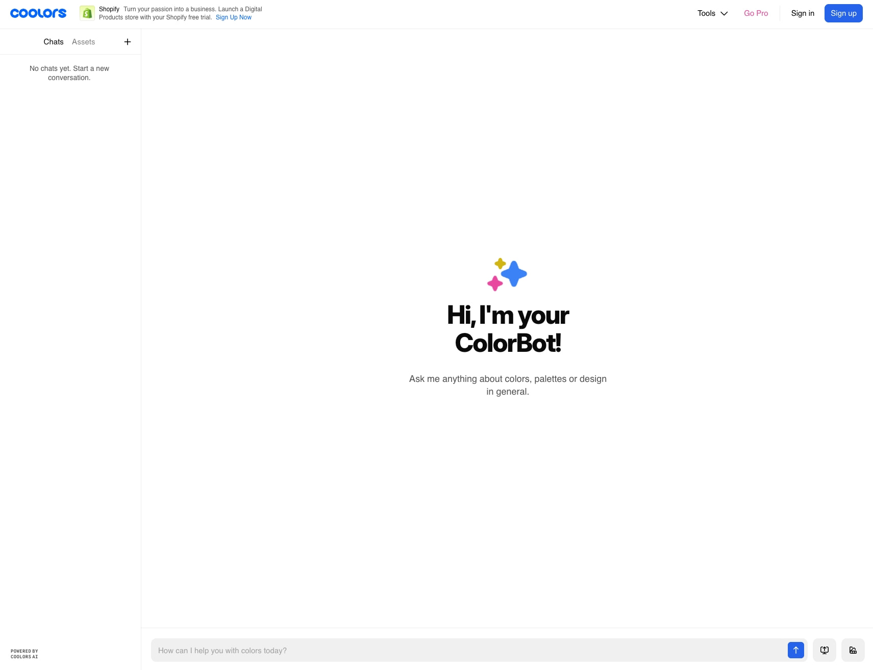 Color Bot tool captured website design