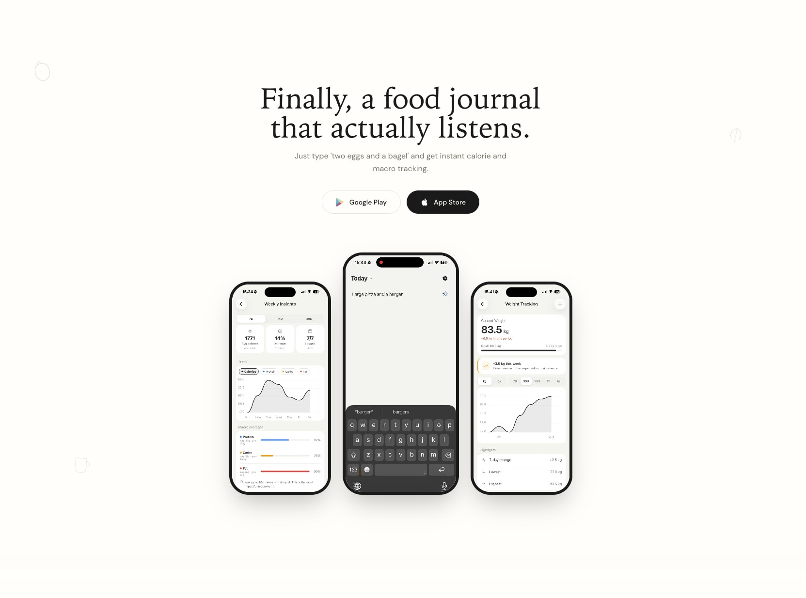 Logly - The effortless food journal. captured website design