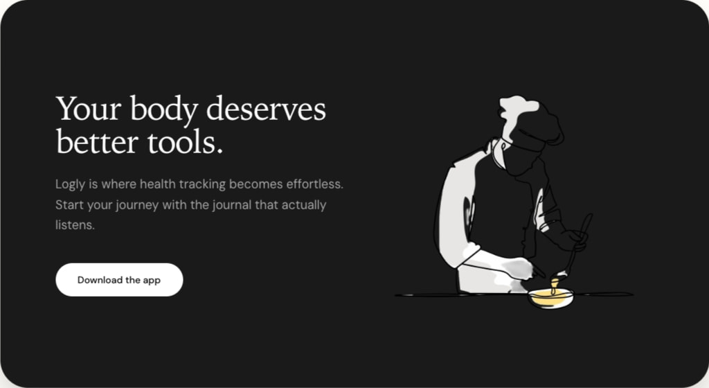 Logly - The effortless food journal. captured website design