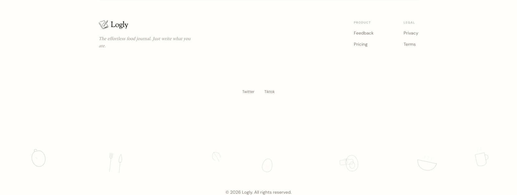 Logly - The effortless food journal. captured website design