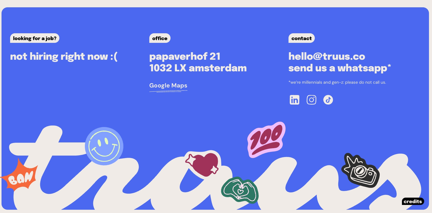 Truus - We make advertising for the new mainstream captured website design