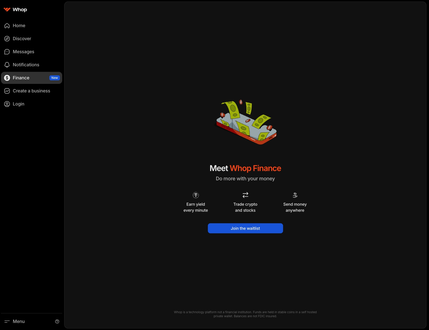 Finance | Whop captured website design