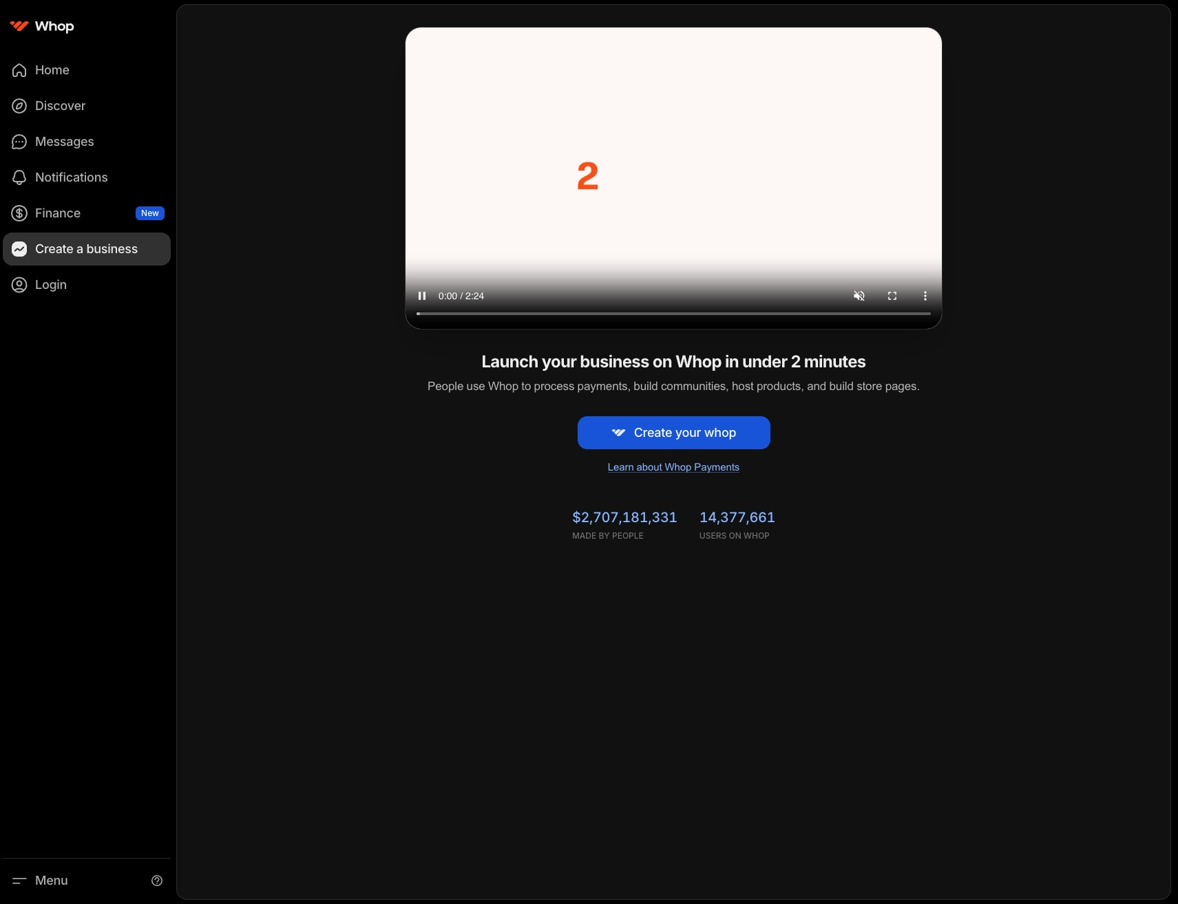 Dashboard | Whop captured website design