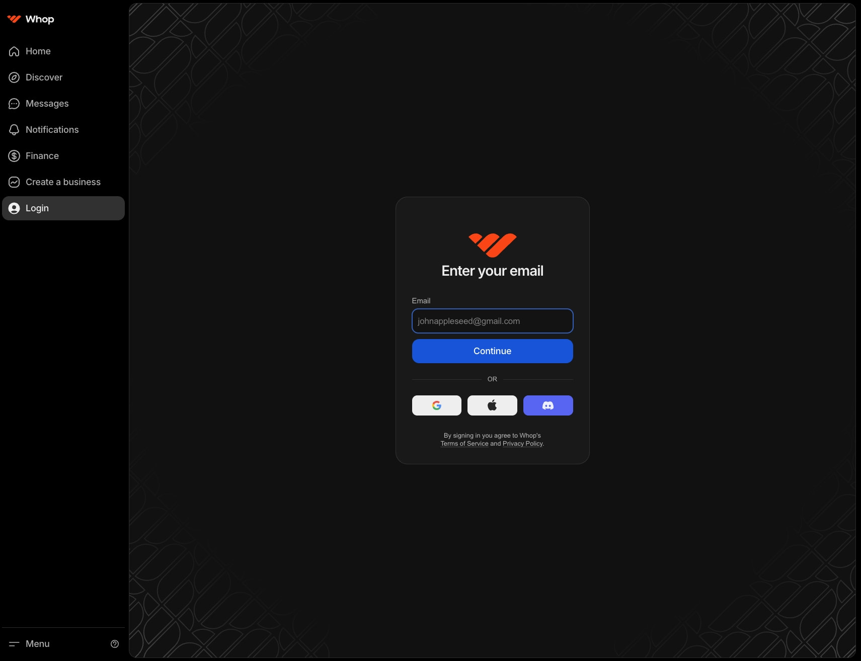 Login to Whop 🔐 | Whop captured website design