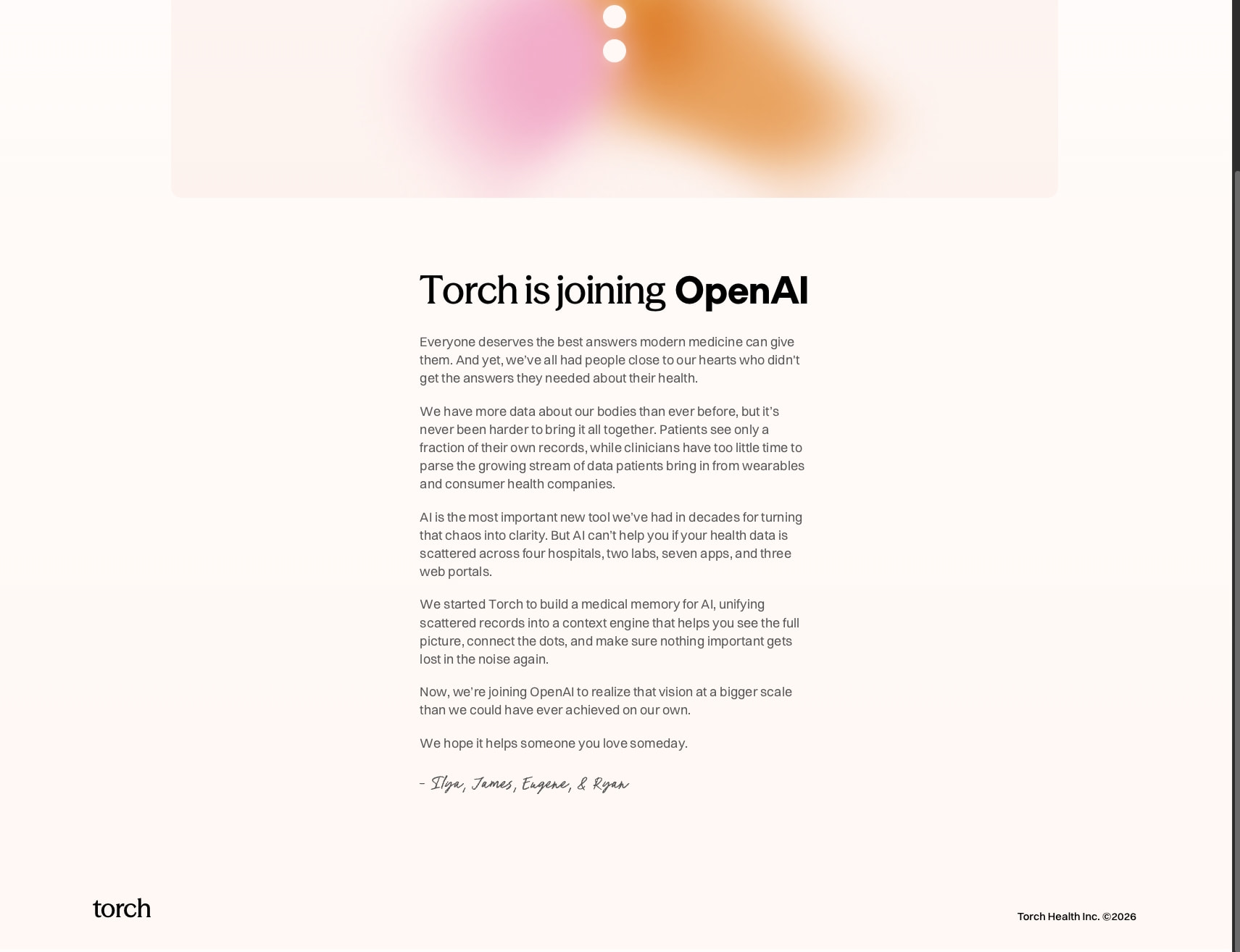 Torch - Track Medical Records captured website design
