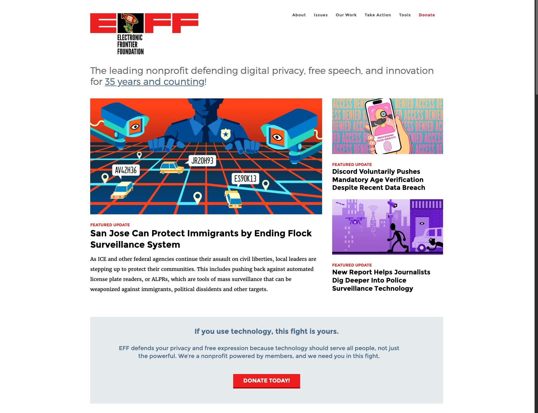 Electronic Frontier Foundation | Defending your rights in the digital world captured website design