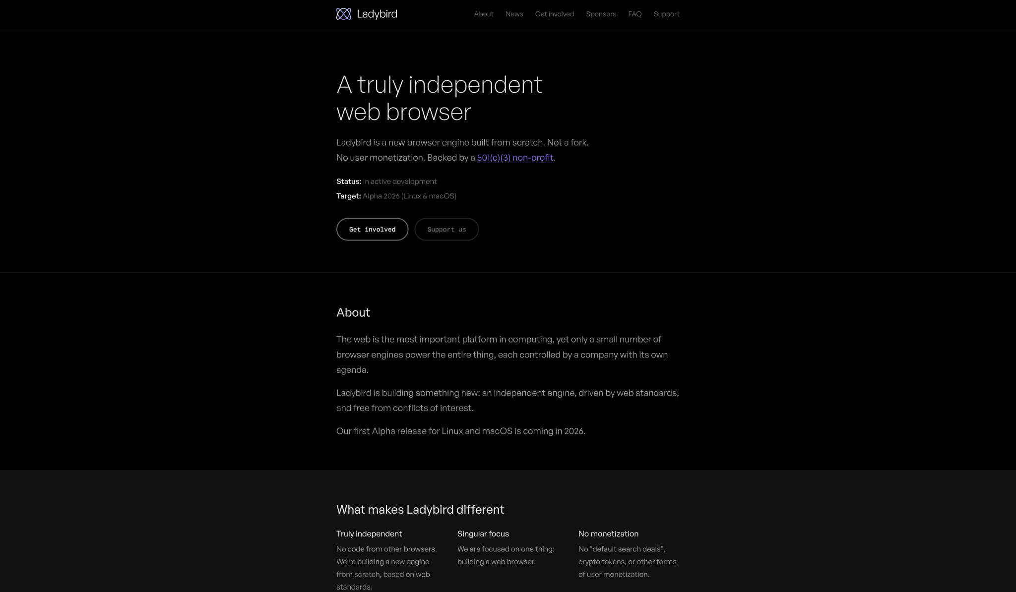 Ladybird captured website design