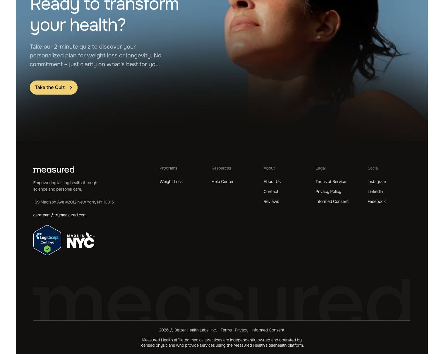 Measured - Your Home For Metabolic Health captured website design
