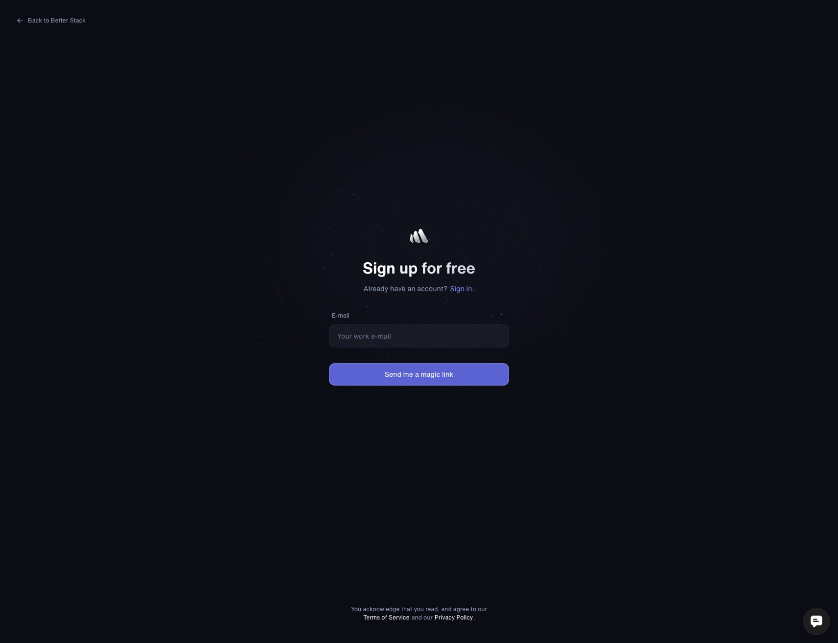 Sign up | Better Stack captured website design