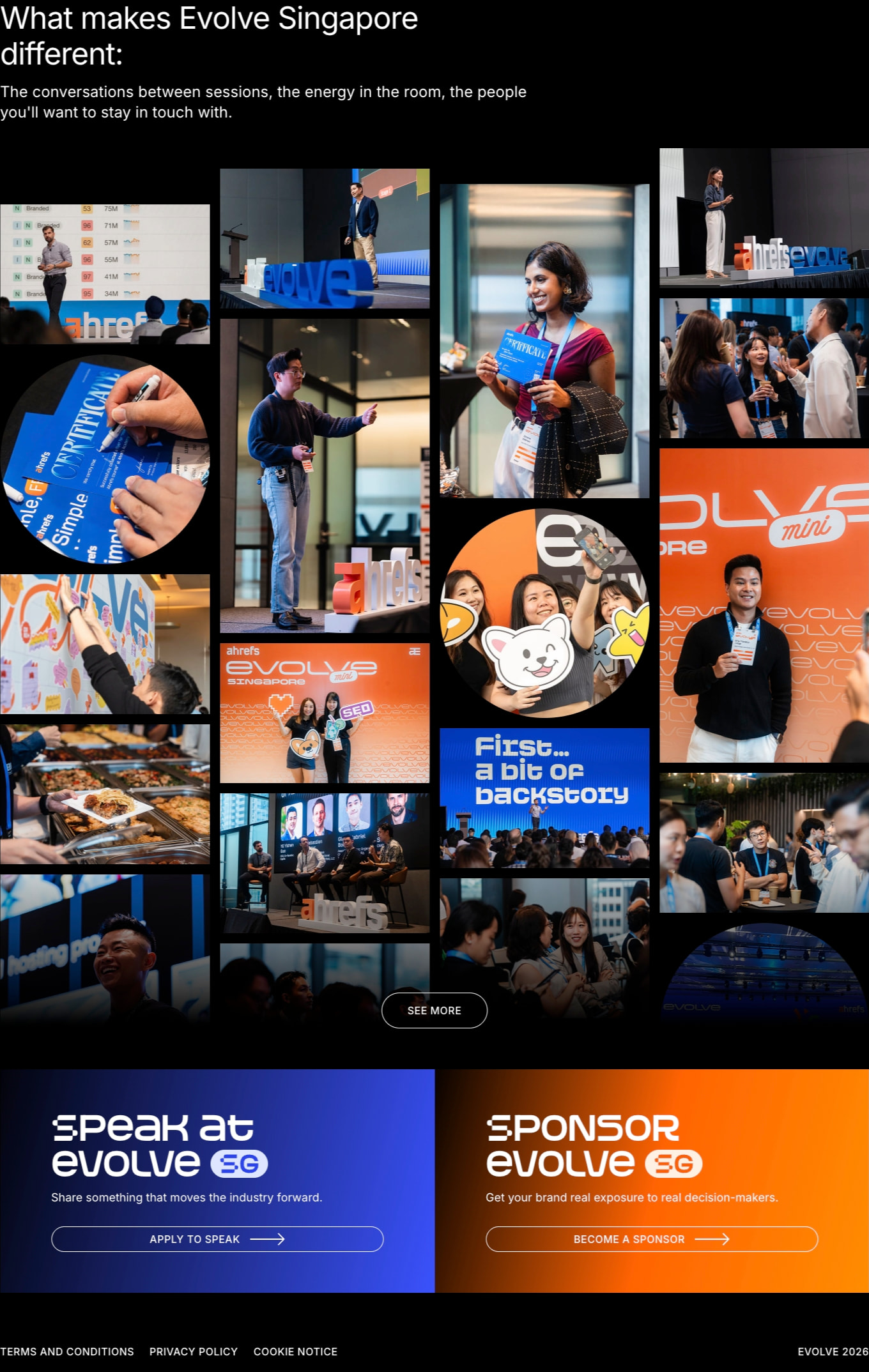 Ahrefs Evolve Singapore 2026 - SEO & Marketing Conference captured website design