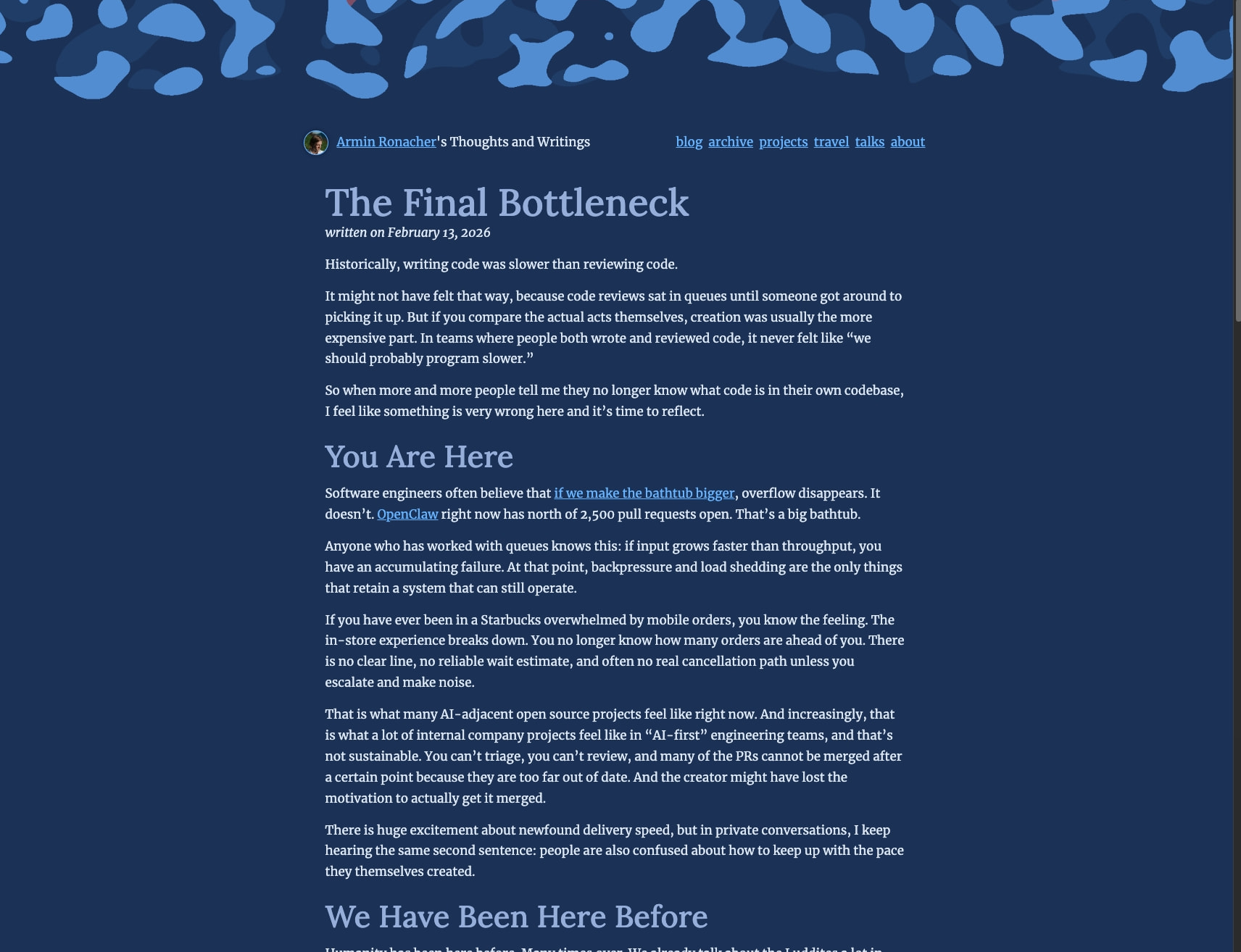 The Final Bottleneck | Armin Ronacher's Thoughts and Writings captured website design