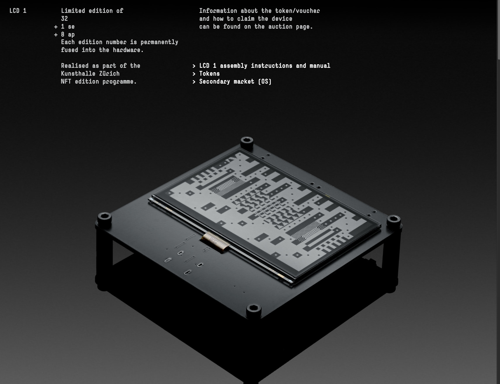 LCD 1: Device for ASCII art captured website design