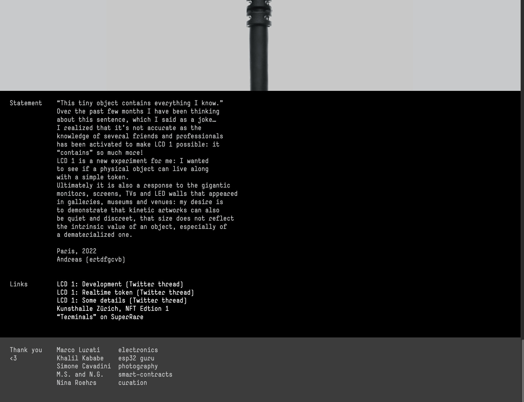 LCD 1: Device for ASCII art captured website design