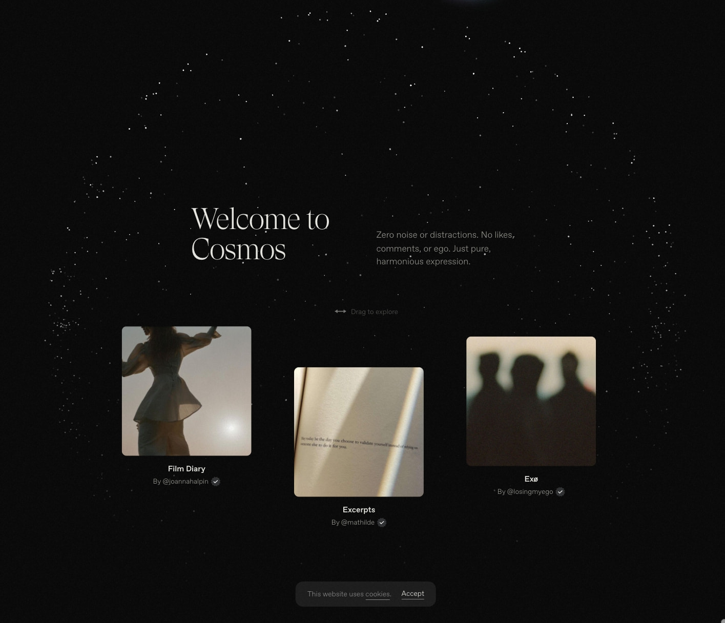Cosmos captured website design