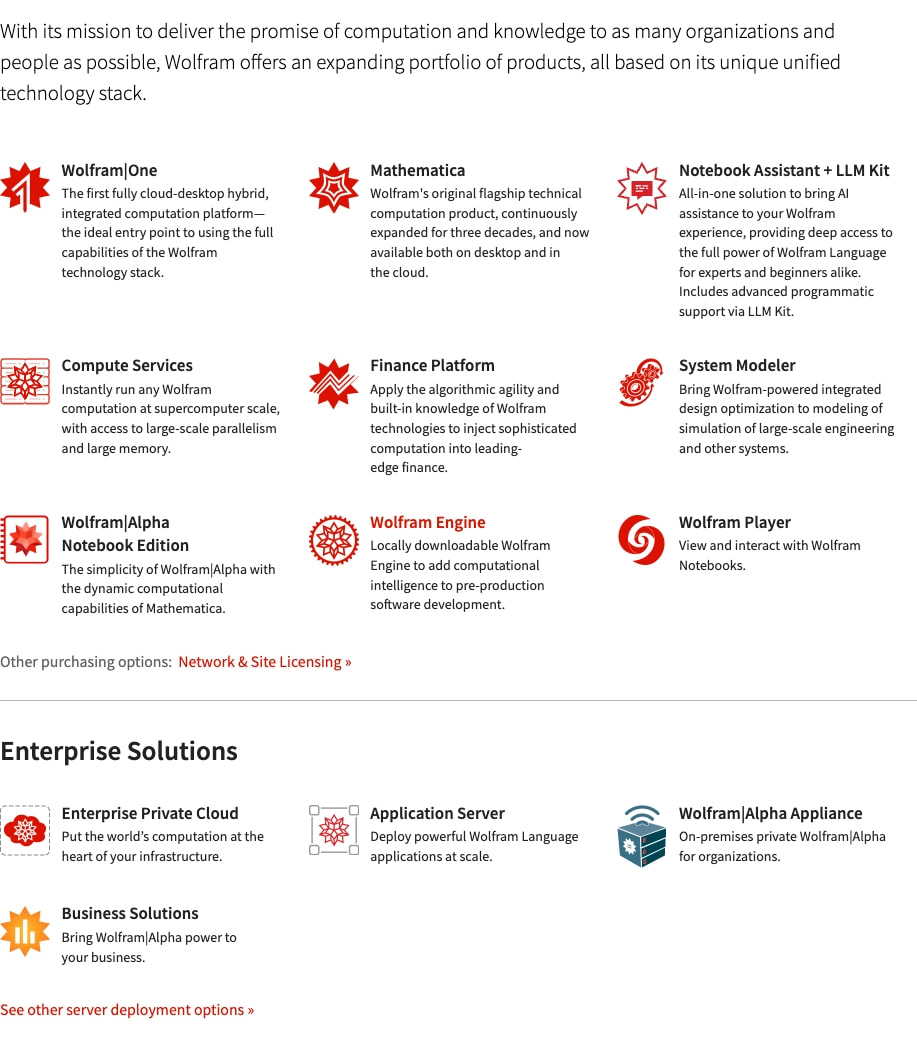 Wolfram Products & Services: Delivering Computation and Knowledge Technologies captured website design