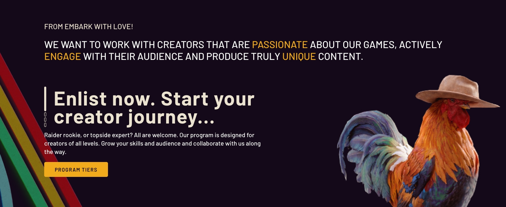 Embark Creator Program | ARC Raiders captured website design