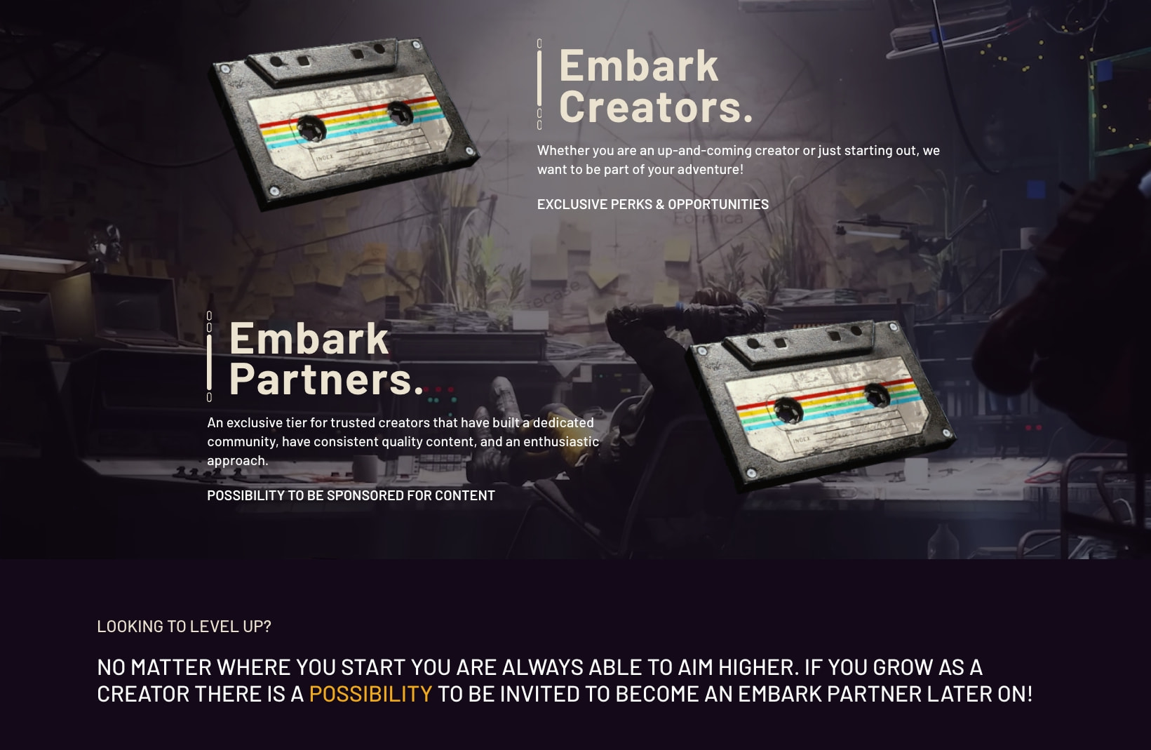 Embark Creator Program | ARC Raiders captured website design