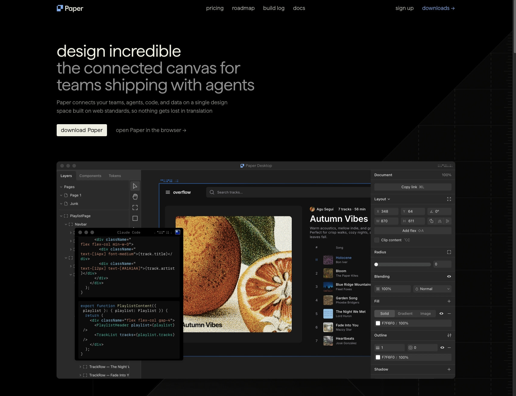 Paper – design, share, ship captured website design