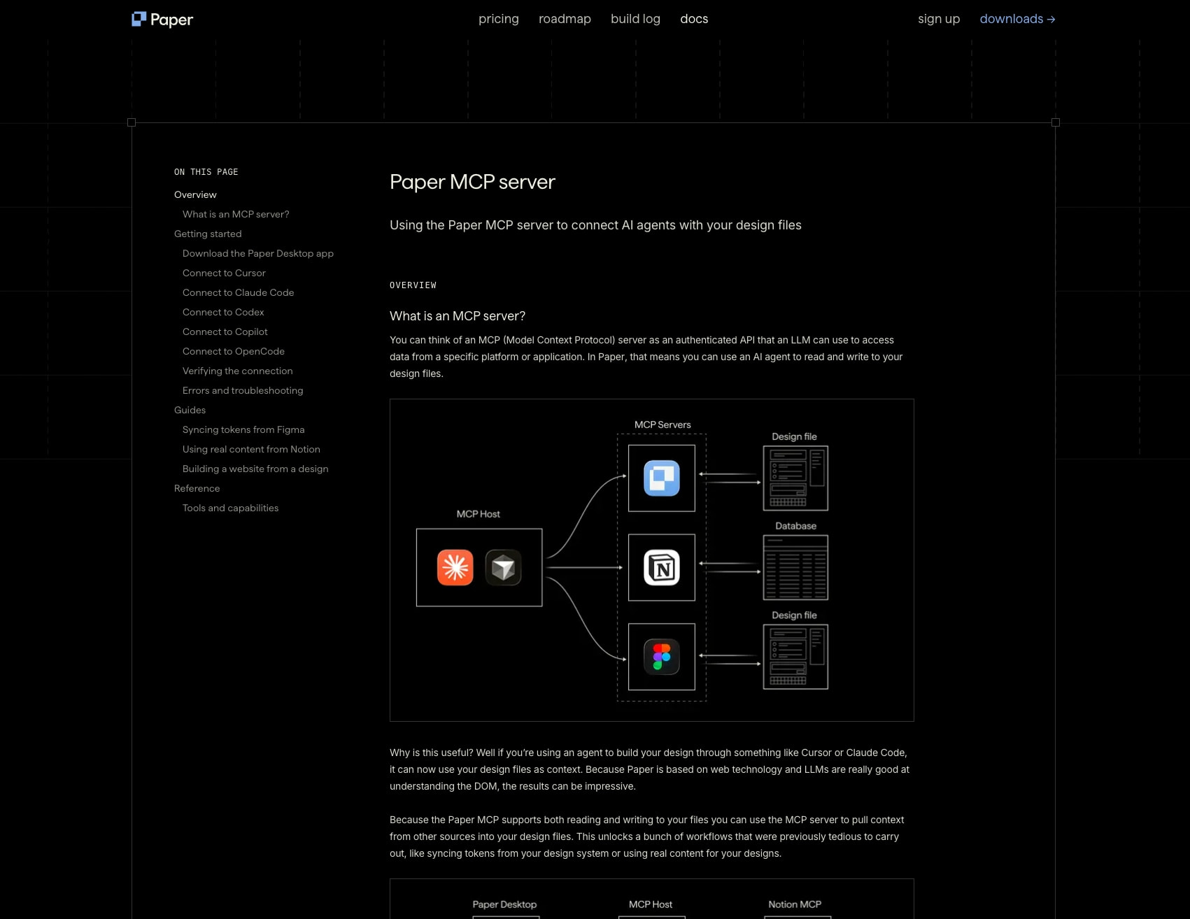 Paper MCP server · Paper captured website design