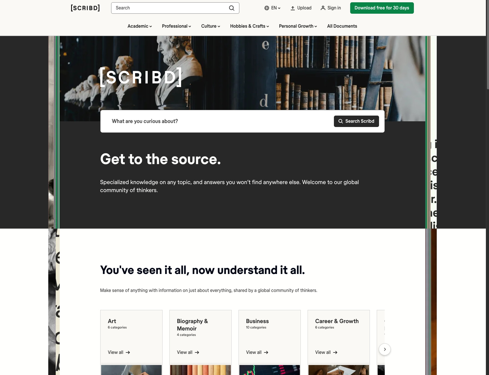 Scribd: Home to the world’s documents. captured website design
