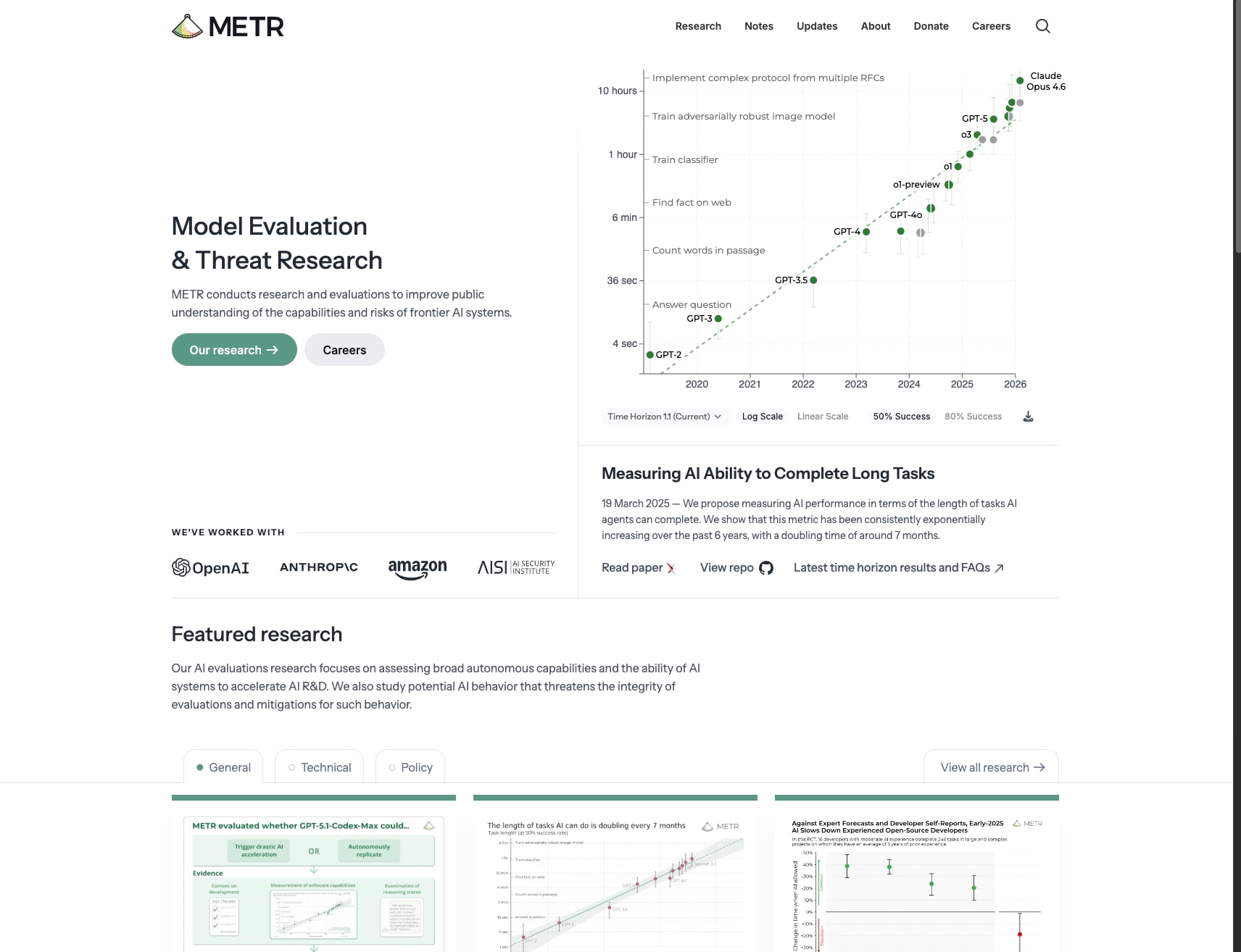 METR captured website design