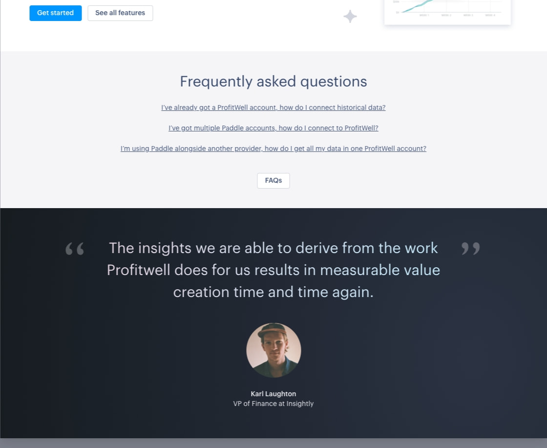 Paddle Dashboard captured website design
