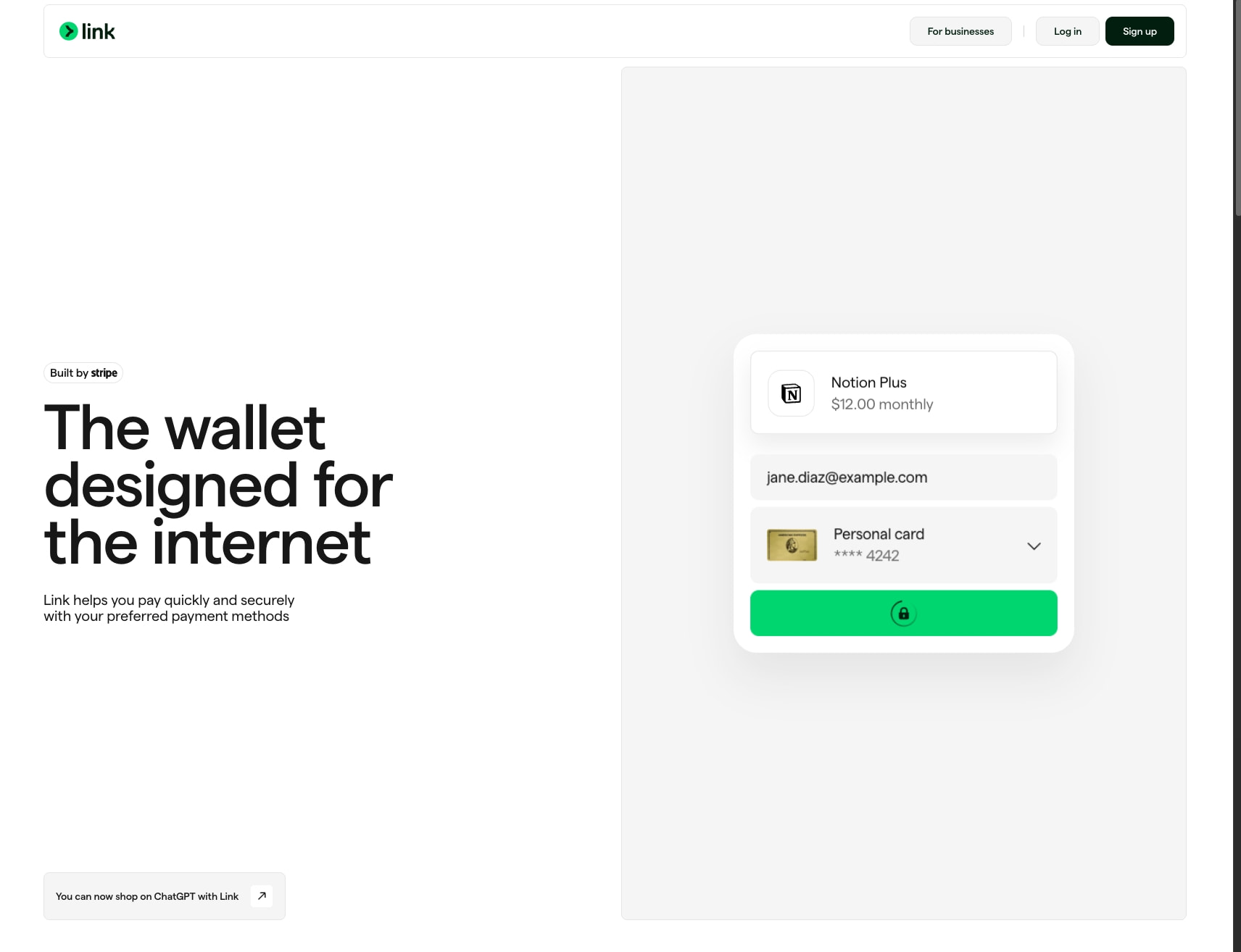 Link: The wallet designed for the internet captured website design