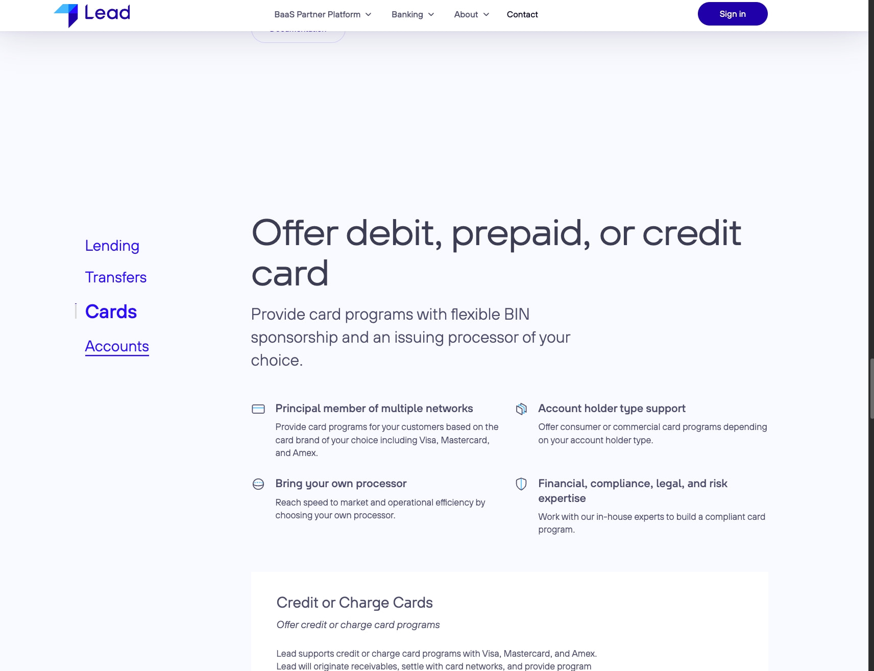 BaaS Partner Platform captured website design