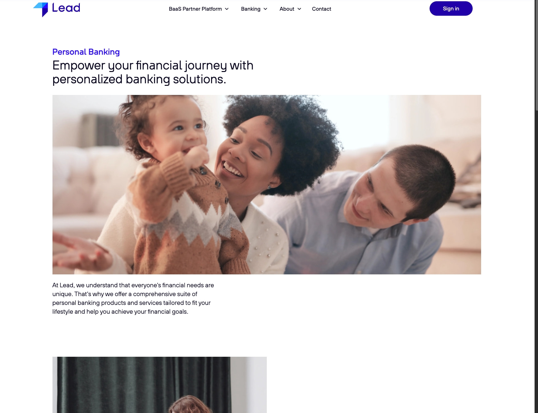Personal Banking captured website design