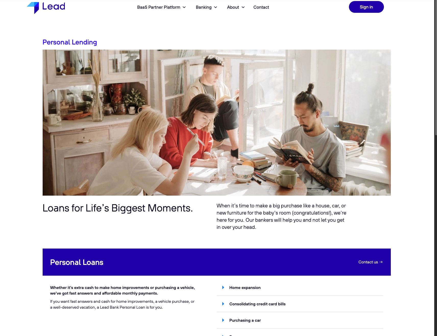 Personal Lending captured website design
