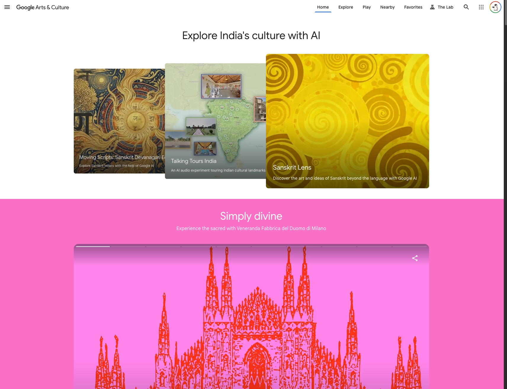 Google Arts & Culture captured website design