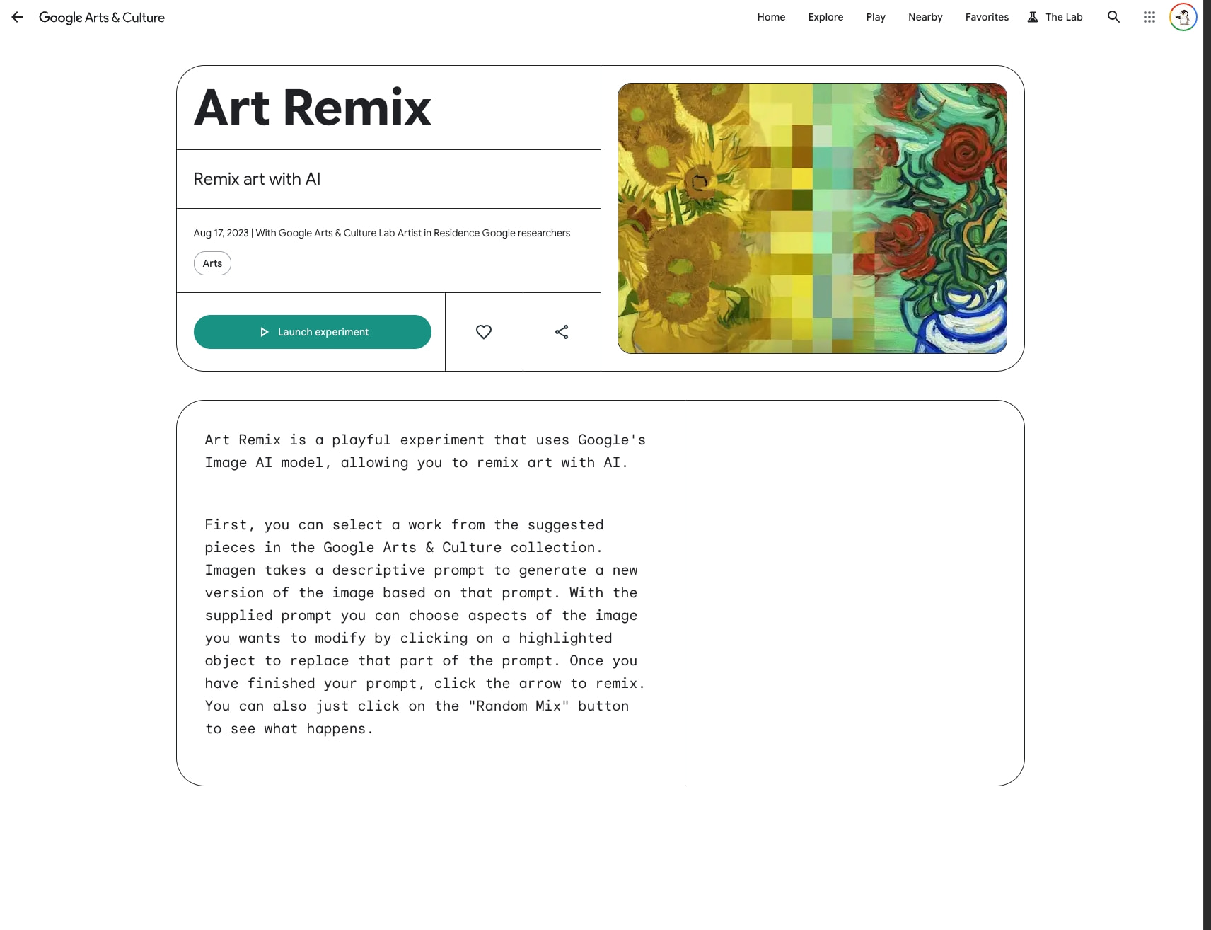 Art Remix — Google Arts & Culture captured website design