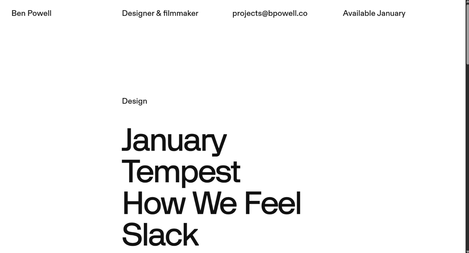 Ben Powell Independent Designer + Filmmaker captured website design