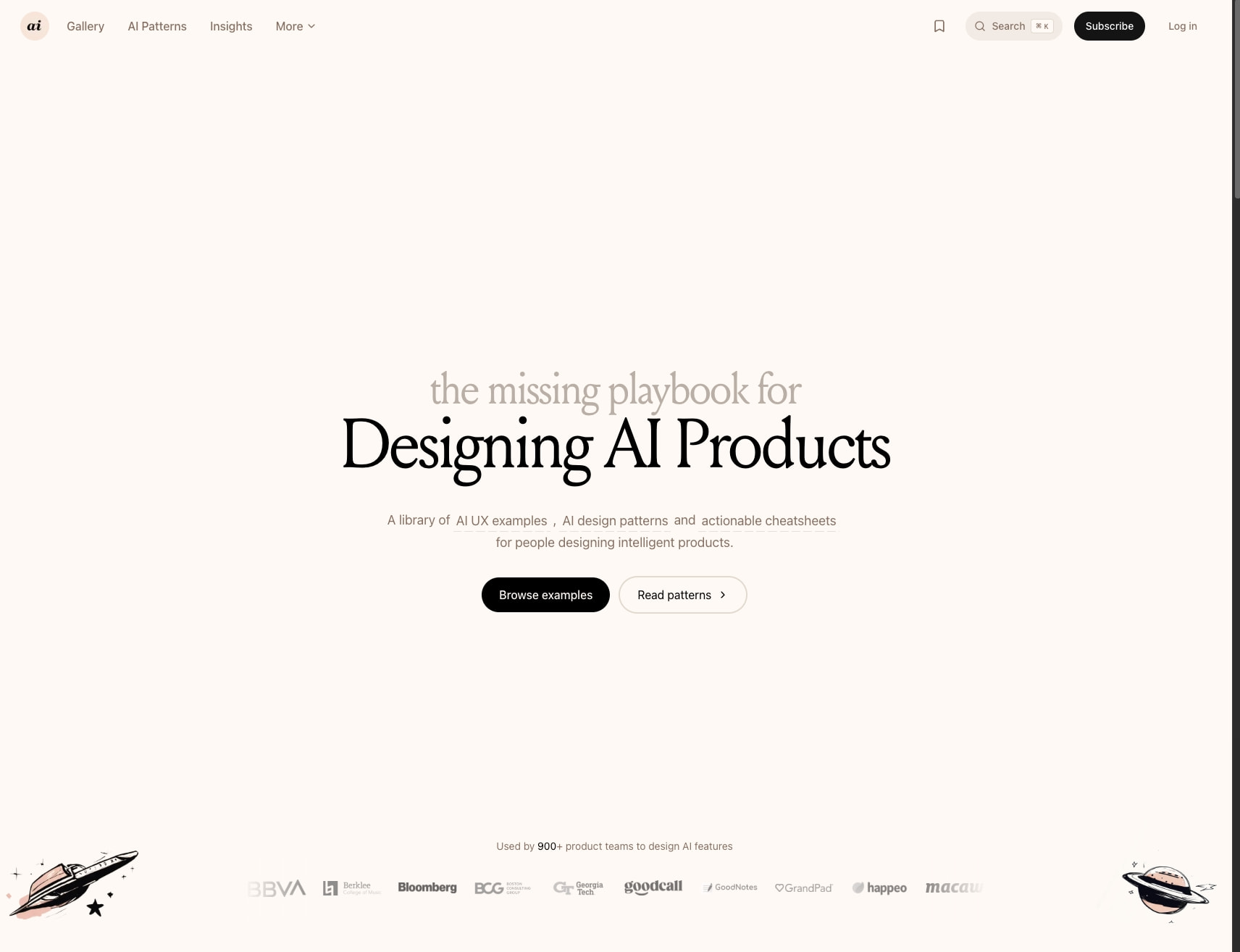 aiverse • Playbook for designing AI products captured website design
