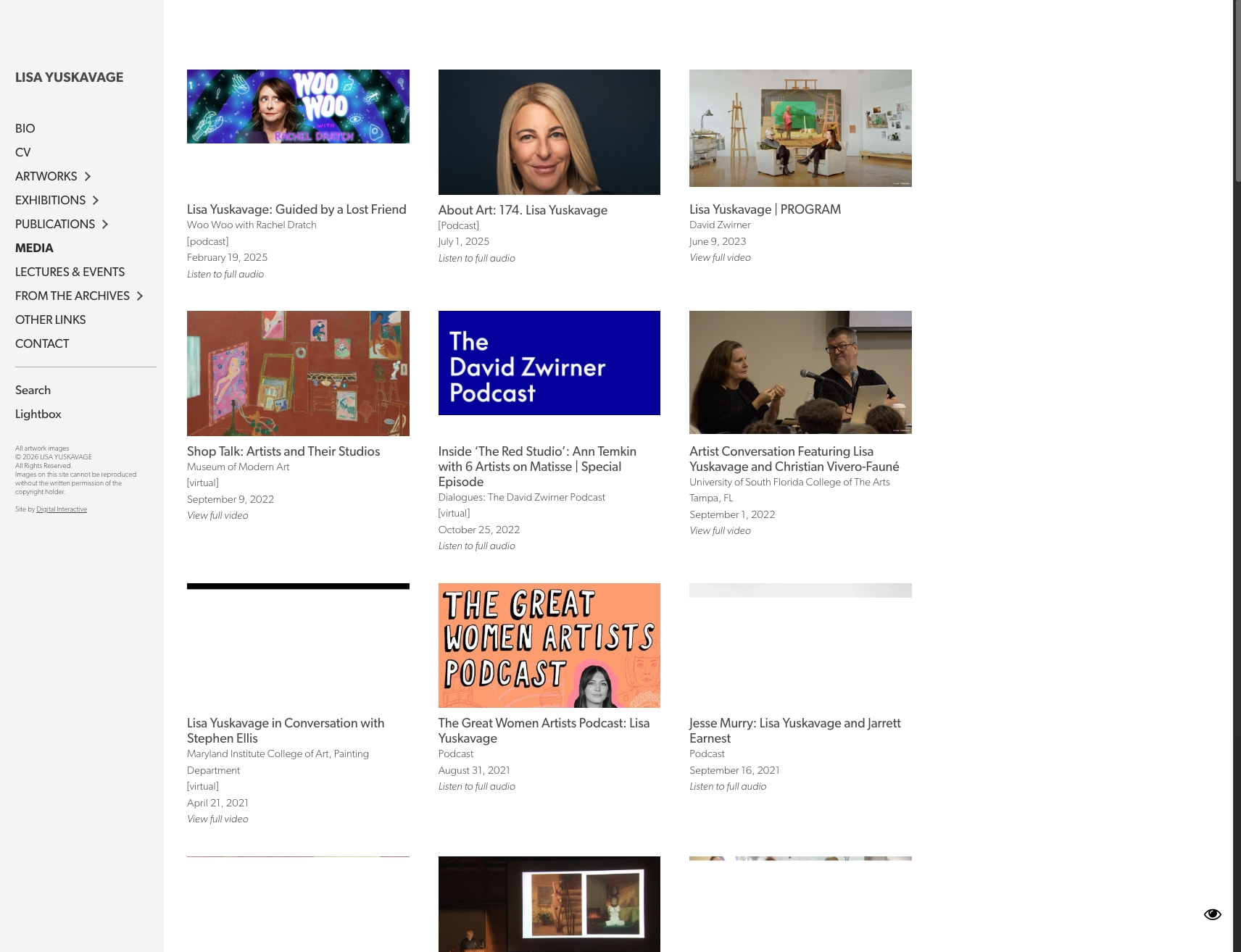 Media - Yuskavage captured website design