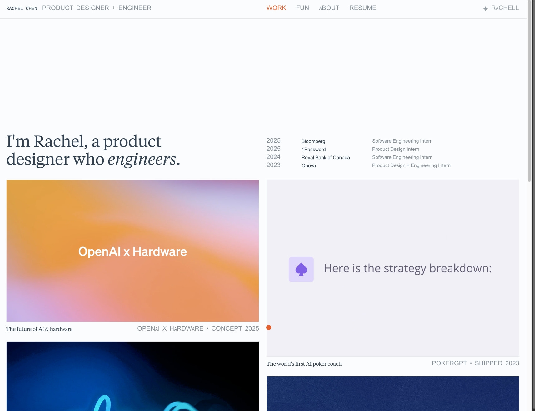 Rachel Chen | Product Designer + Engineer captured website design