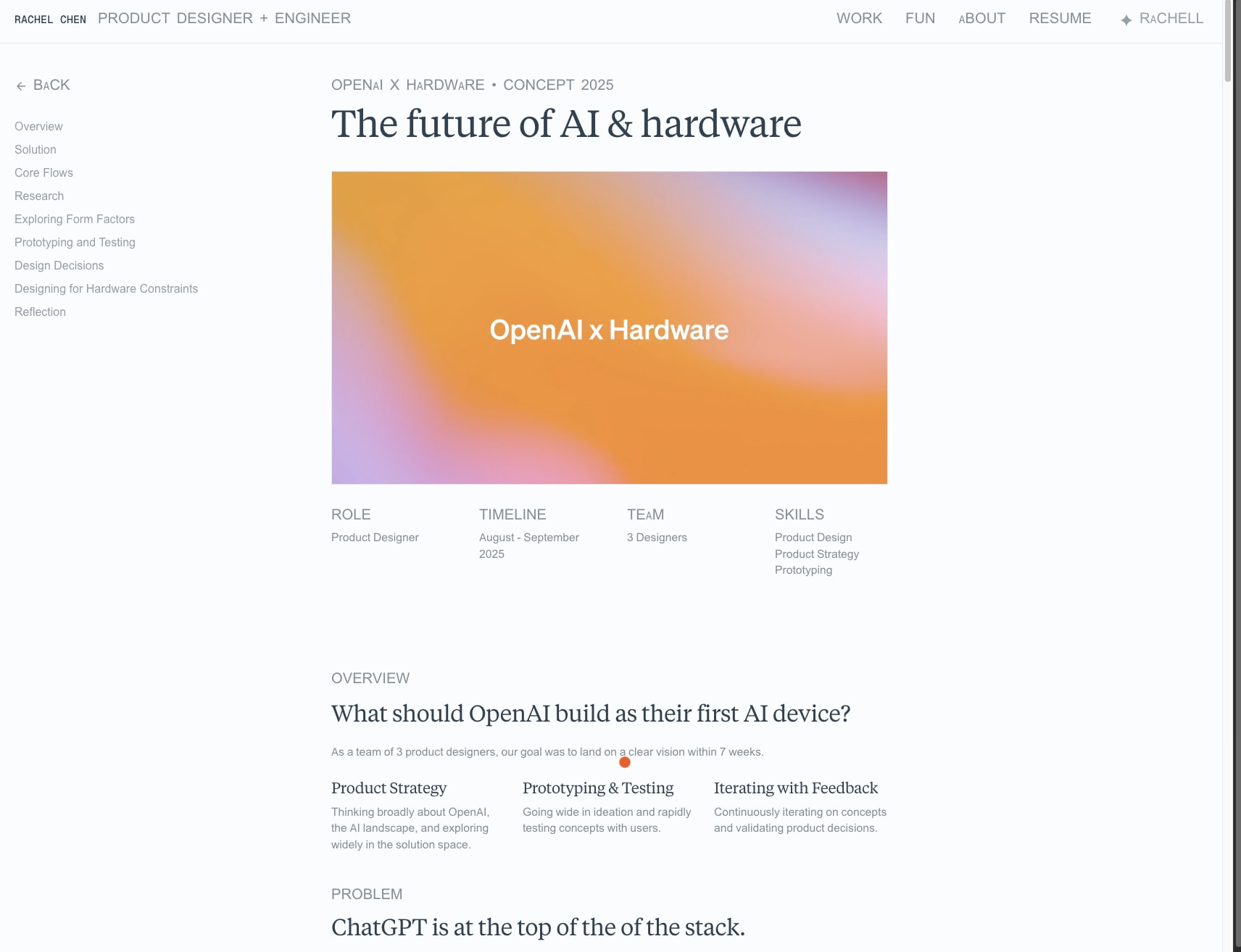 OpenAI x Hardware | Rachel Chen captured website design